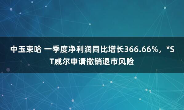 中玉束哈 一季度净利润同比增长366.66%，*ST威尔申请撤销退市风险