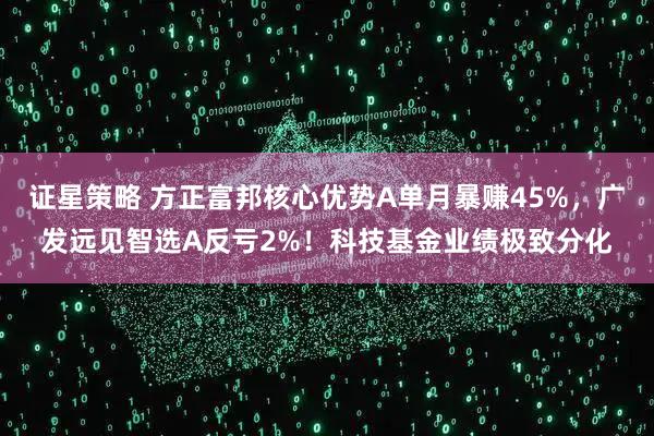 证星策略 方正富邦核心优势A单月暴赚45%，广发远见智选A反亏2%！科技基金业绩极致分化