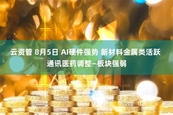 云资管 8月5日 AI硬件强势 新材料金属类活跃 通讯医药调整—板块强弱